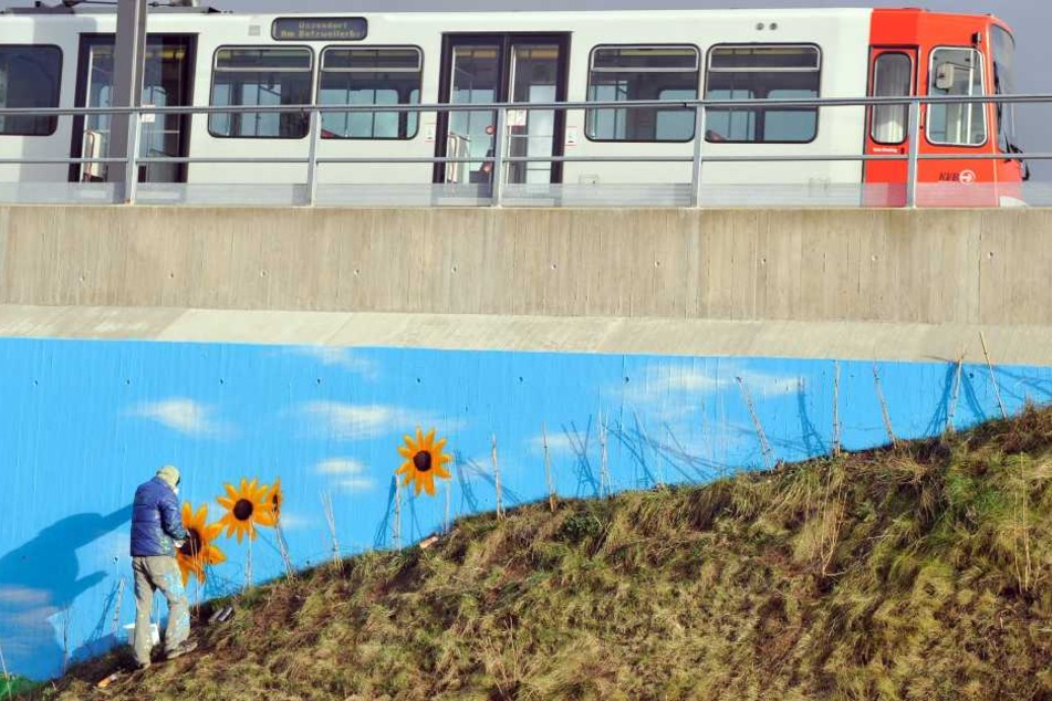Eine Straßenbahn der KVB.