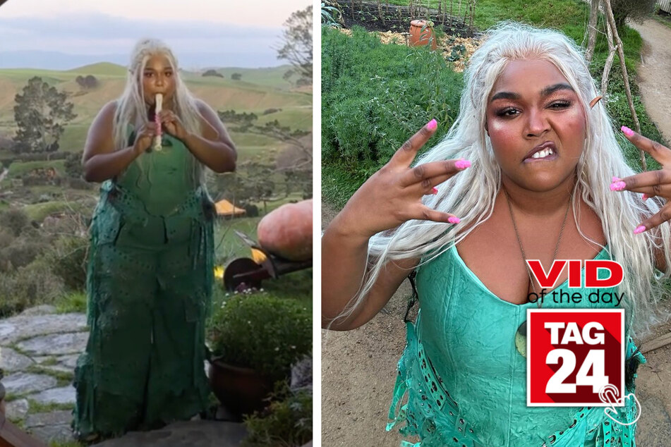 Today's Viral Video of the Day features a clip of Lizzo shredding the recorder at The Hobbiton Movie Set in New Zealand!