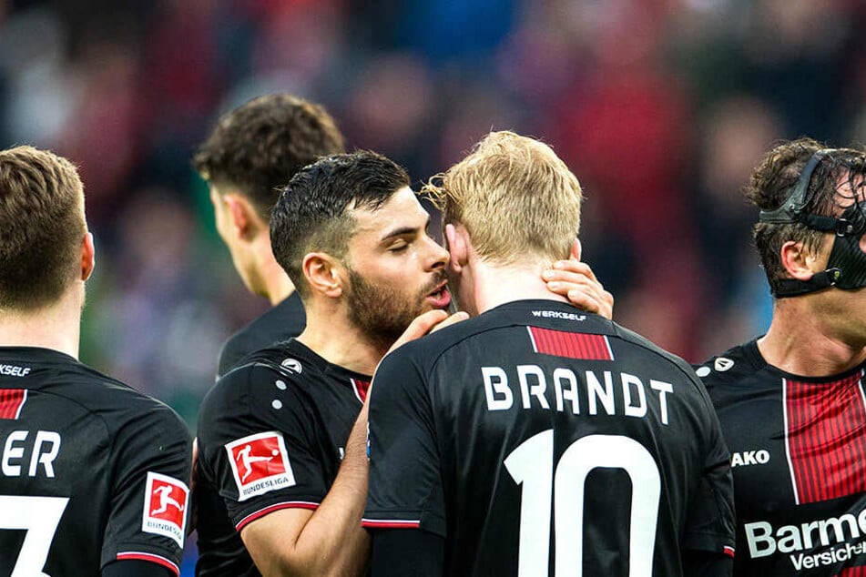 Jubel bei Bayer 04 über den Heimsieg und ein Tor von Leon Bailey (nicht auf dem Foto).