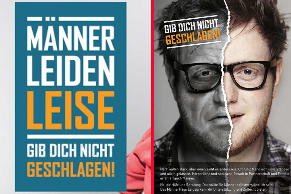 Plakate der Kampagne "Mann, gib dich nicht geschlagen" der Landesfachstelle Männerarbeit Sachsen.