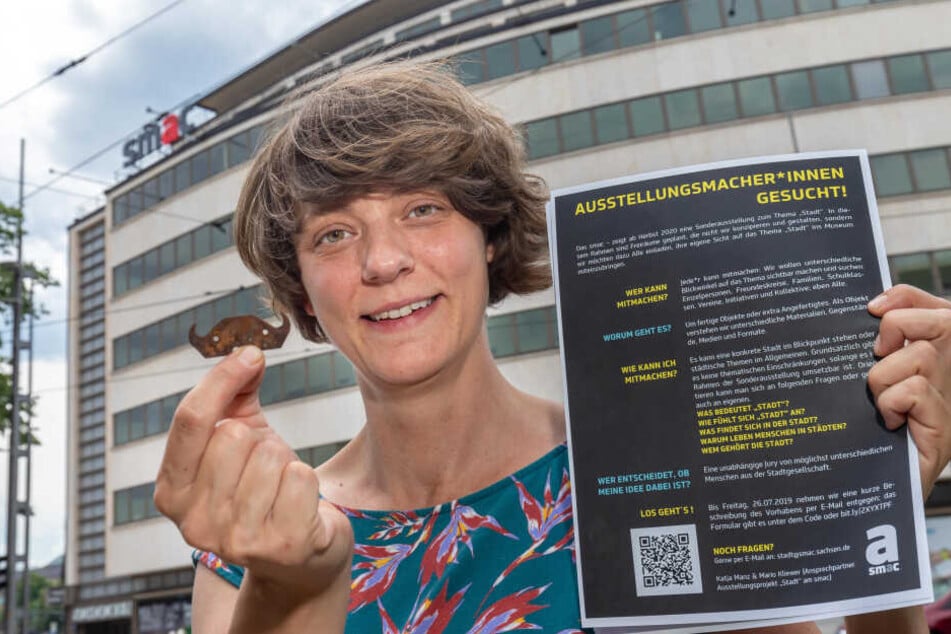 Katja Manz (38) vom smac ruft Sachsens Bewohner dazu auf, mit ihren Ideen Teil der Sonderausstellung "Stadt" zu werden.