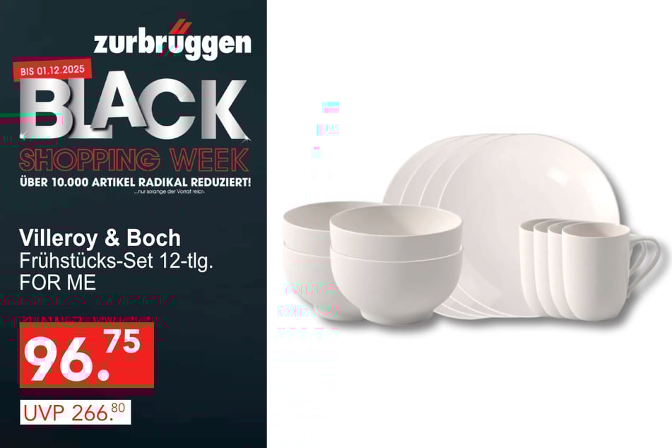 Das Villeroy & Boch Frühstücks-Set 12-tlg.
für 96,75 statt 266,80 Euro.