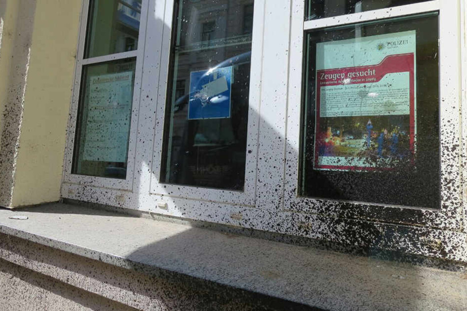 Mit einer Steinschleuder wurden die Fenster des Reviers beschossen.