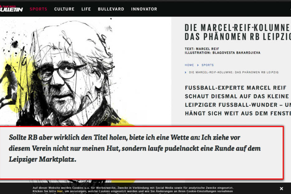 In einer Kolumne für das Magazin "The Red Bulletin" schrieb Reif, dass er nicht an eine realistische Titelchance für den Aufsteiger RB Leipzig glaube.