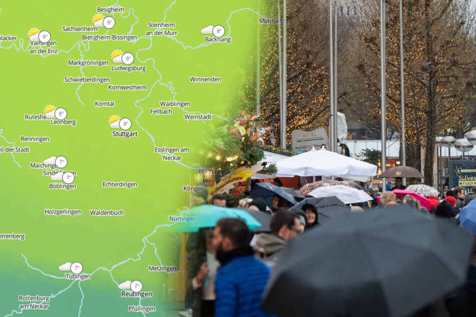 Regenschauer gehören am Montag dazu. (Fotomontage)