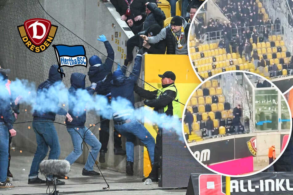 Randale-Spiel bei Dynamo: Hier spazieren Hertha-Ultras in den Sitzplatzbereich