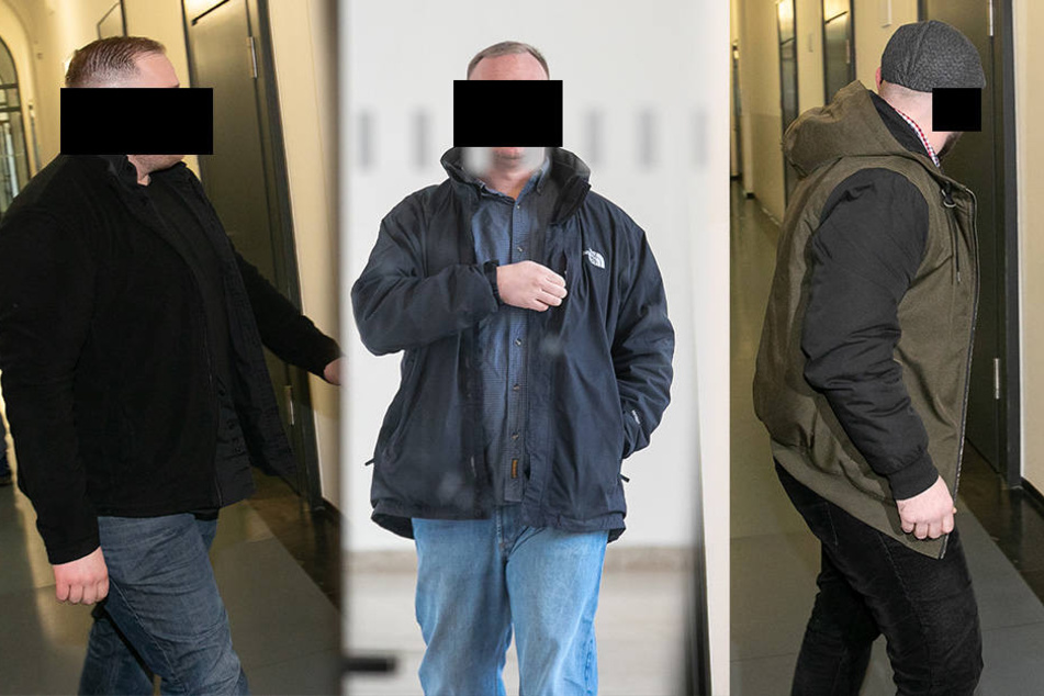 Danilo B. (36, Mitte) wurde von einem Video überführt. Ebenso Andreas D. (31, rechts) und Rene F. (25).
