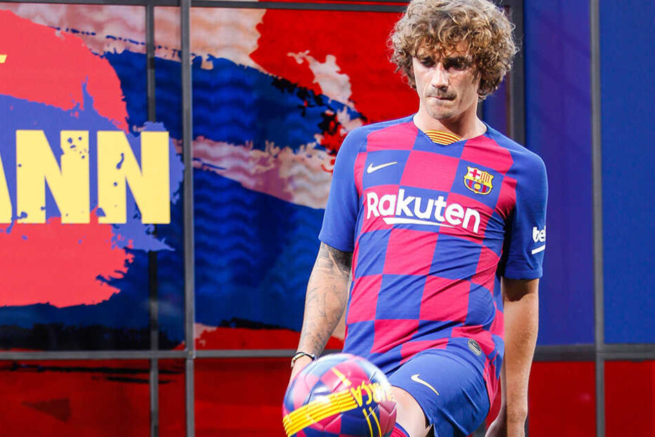 Antoine Griezmann bei seiner Vorstellung im Camp Nou.