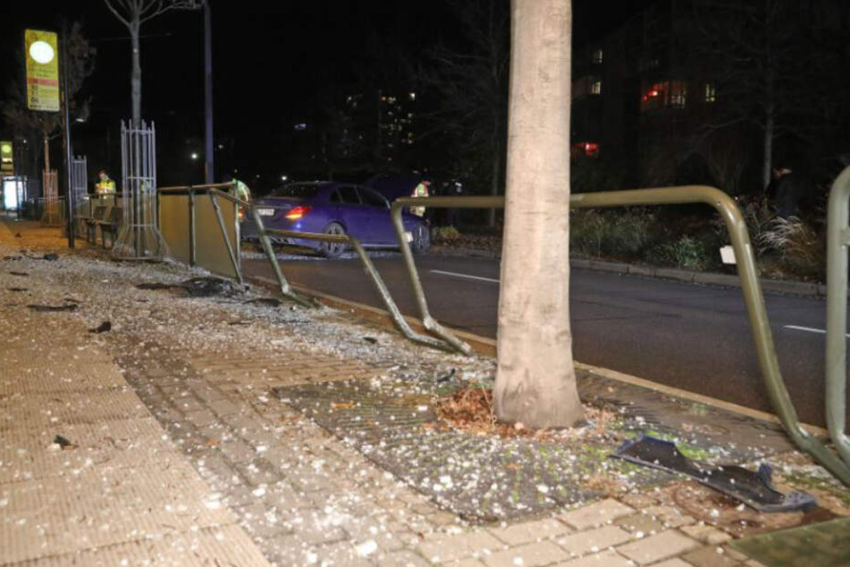 Blick auf die Unfallstelle im Dresdner Zentrum.