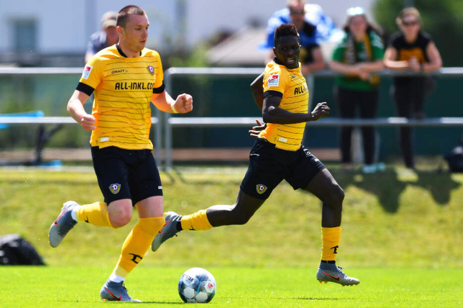 Einst gemeinsam bei Dynamo Dresden, nun zusammen bei Olympique Nimes in der Ligue 1: Haris Duljevic (l.) und Moussa Koné.