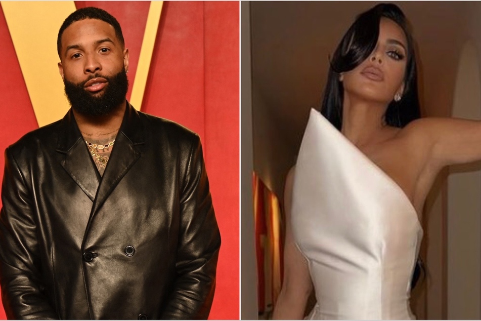 Kim Kardashian and Odell Beckham Jr. (l) apparently "made it clear" that their together at Beyoncé and Jay-Z Oscars after party.