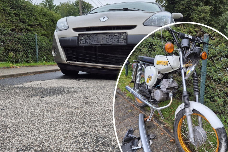 Unfall in Oberbobritzsch: Teenager kracht mit Moped in Renault