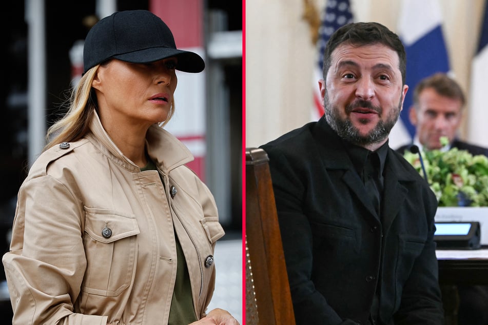 Ukrainian President Volodymyr Zelensky (r.) heaped praise on first lady Melania Trump in a post after Monday's summit in Washington DC.