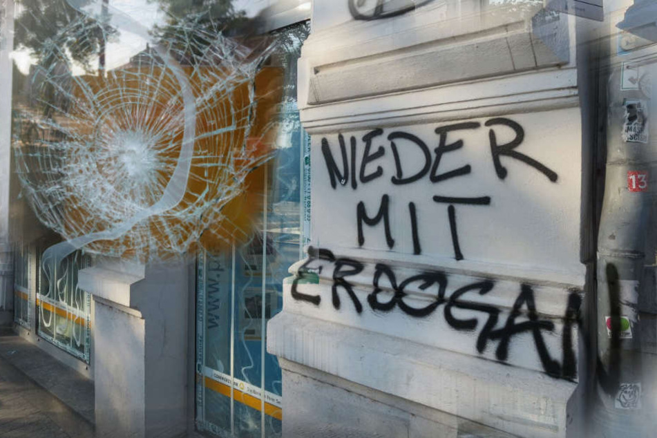 Am Donnerstag hatten unbekannte Täter die Scheiben der Commerzbank-Filiale mit Steinen beworfen und "Nieder mit Erdogan" an die Hauswand gesprüht.