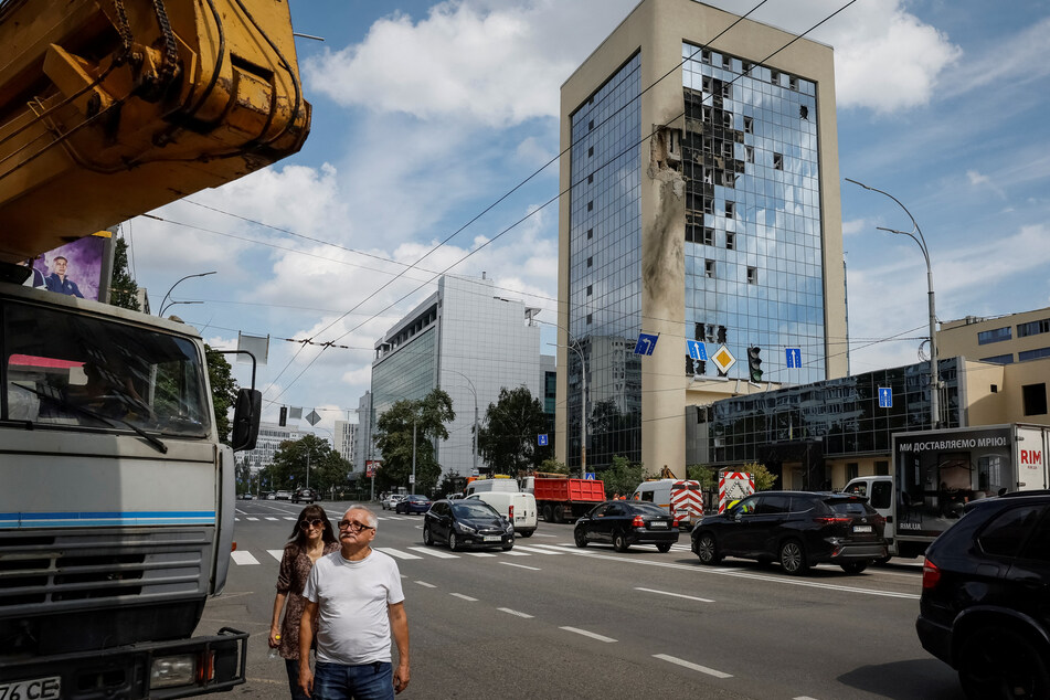 Kyiv was also hit by Russian drones, which damaged a glass tower block in the city.
