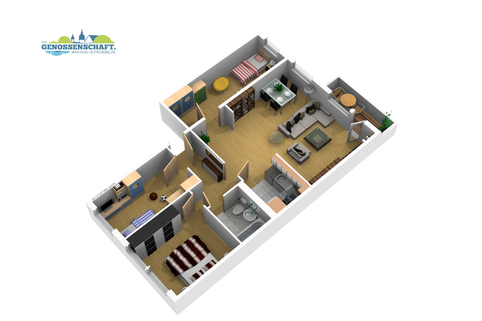 Grundriss Am Mühlteich 14: 4-Raum-Wohnung (80 qm)