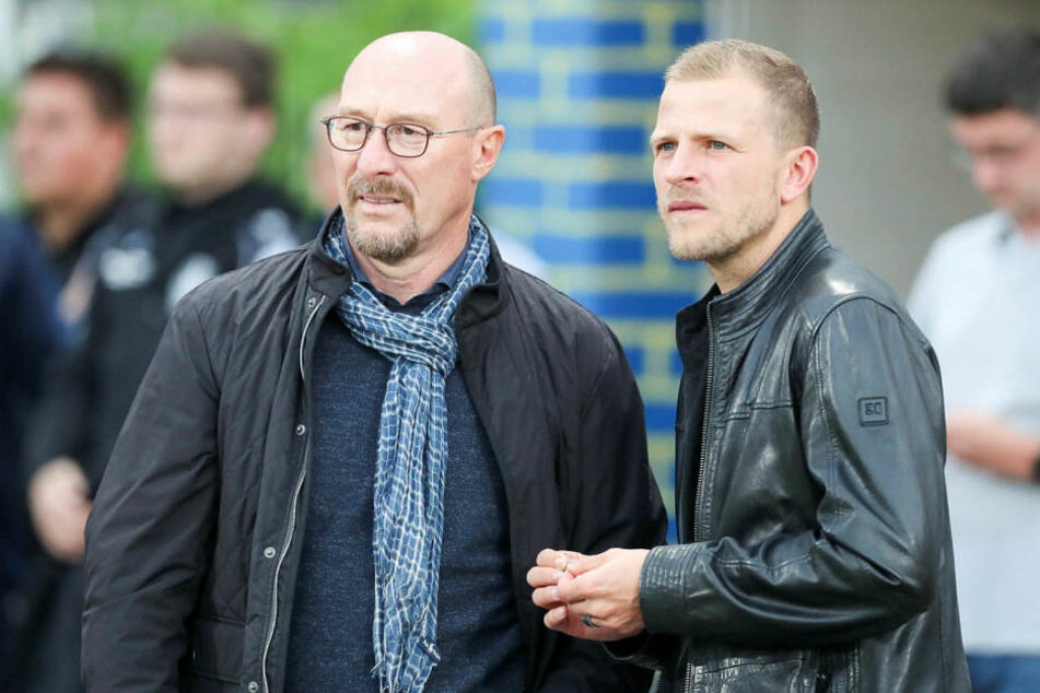 Wolfgang Wolf (62, l.) ist "mit Sicherheit bis Winter" Interimstrainer beim FCL, Nicky Adler (34, r.) soll der neue Co-Trainer werden.
