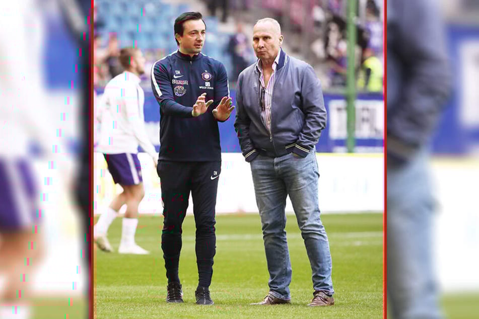 Präsident Helge Leonhardt (r.) und Cheftrainer Daniel Meyer sind nicht vor Punktspielen im regen Austausch. Derzeit basteln sie zusammen am neuen Kader und am neuen Trainerteam.