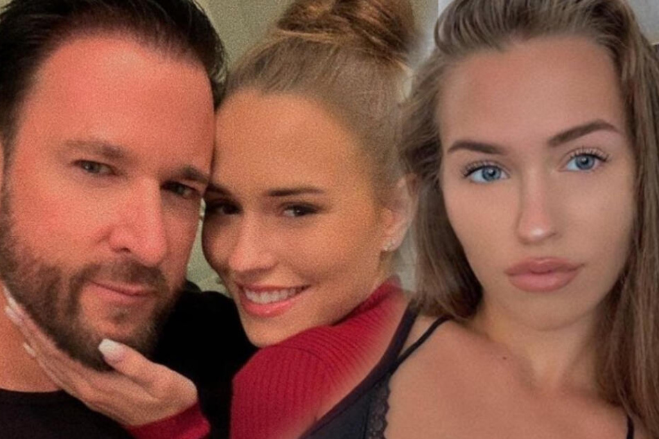 Laura Müller (19) streichelt (links) zärtlich das Gesicht von ihrem Schatz Michael Wendler (47). Rechts ist die 19-Jährige auf einem Selfie zu sehen.