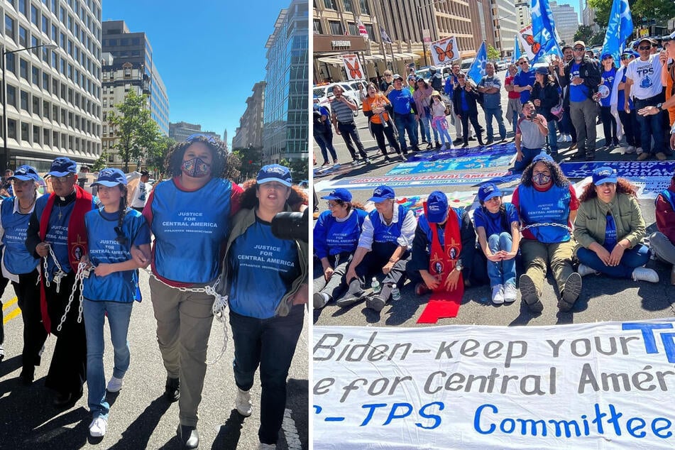 Protesters demand justice for Central America at a rally for TPS extension on September 23, 2022.
