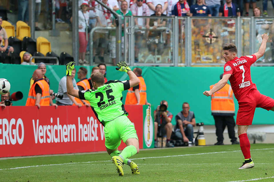 Hier trifft Marcel Sabitzer zum 1:0 für RB.