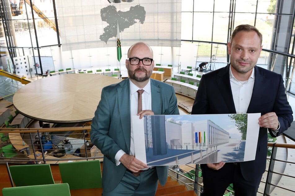 Finanzminister Christian Piwarz (50, CDU, l.) und Landtagspräsident Alexander Dierks (38, CDU) betonten die Notwendigkeit.