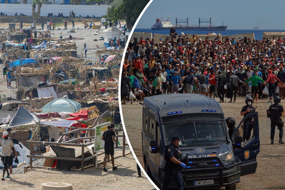 Ausschreitungen in Ceuta: Migranten umzingeln Militär - Einheimische verwüsten Lager am Strand