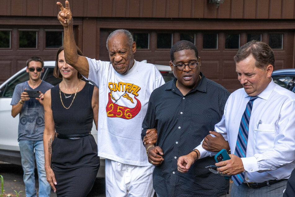 Bill Cosby (c.) celebrated his release from prison in June with his spokesperson Andrew Wyatt (second from r.) and his attorneys, after Pennsylvania's highest court overturned his sex offender conviction