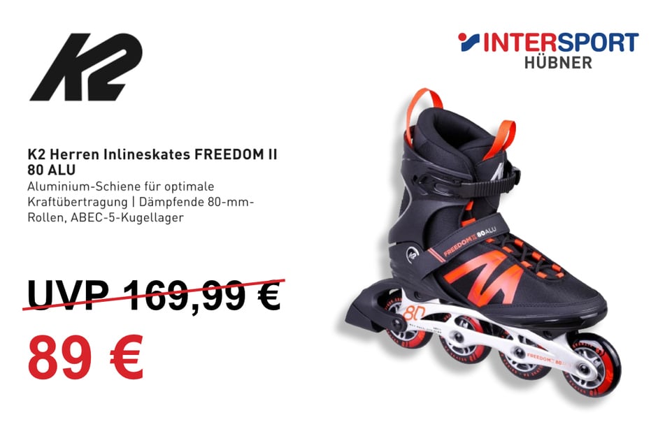 Die K2 Herren Inlineskates
für 89 statt 169,99 Euro.