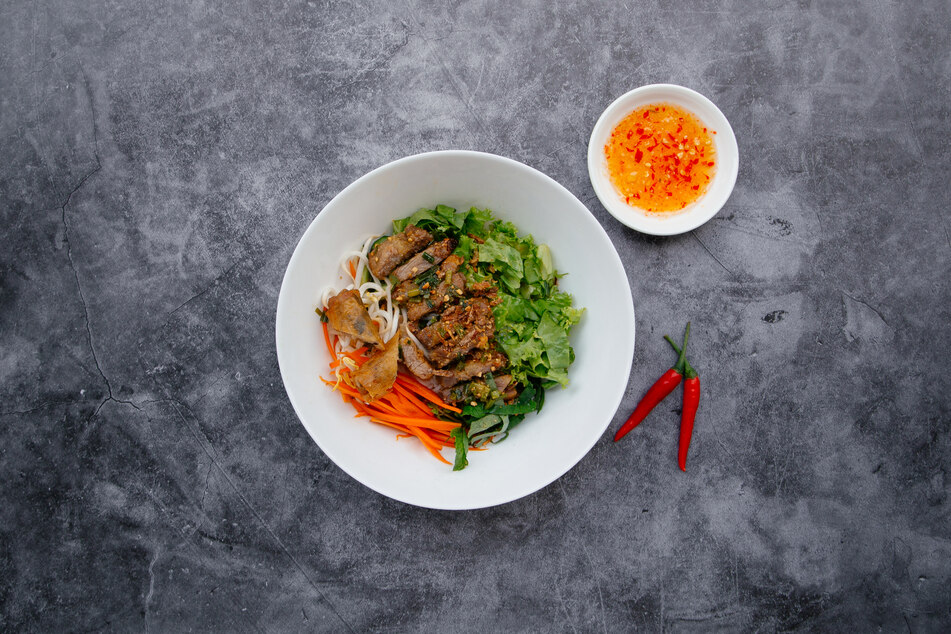 A good Vietnamese salad can be all mixed together, or elegantly plated.