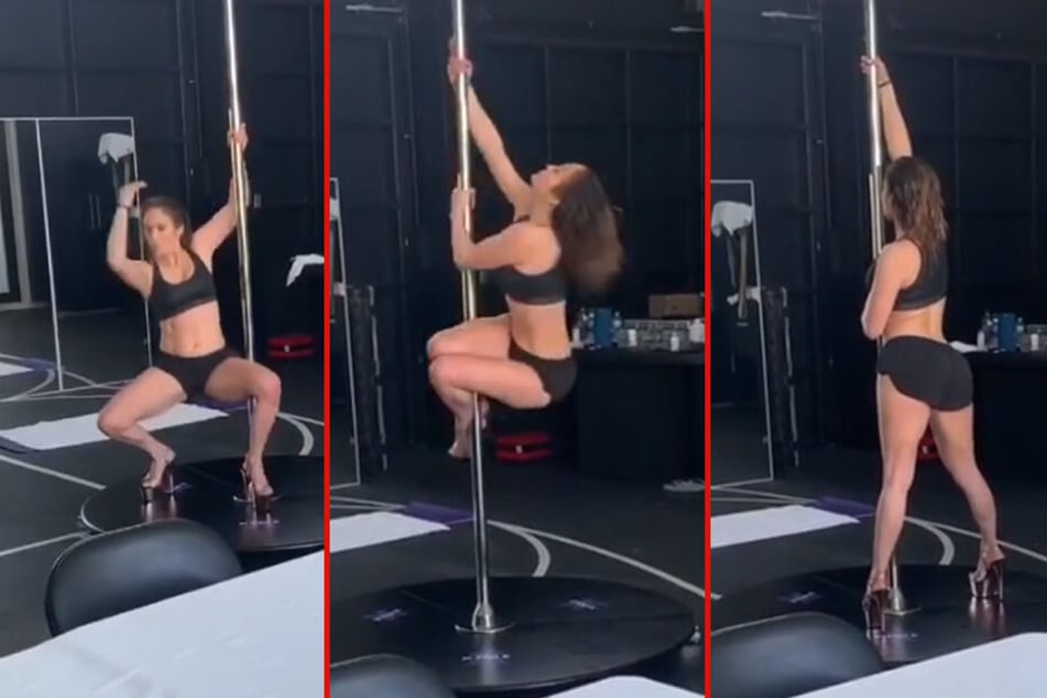 Jennifer Lopez gibt beim Poledance alles.