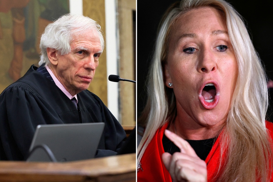 Far-right Representative Marjorie Taylor Greene (r.) was mocked on social media after she called for Judge Engeron to be "disrobed."