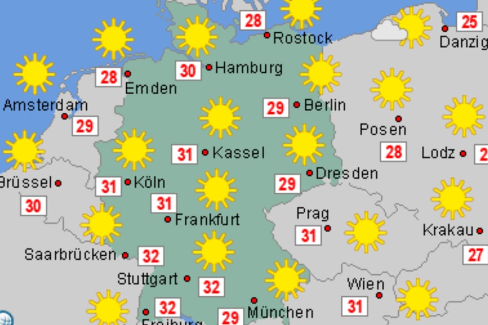 Die nächsten Tage bleiben die Temperaturen weiter auf hohem Niveau.