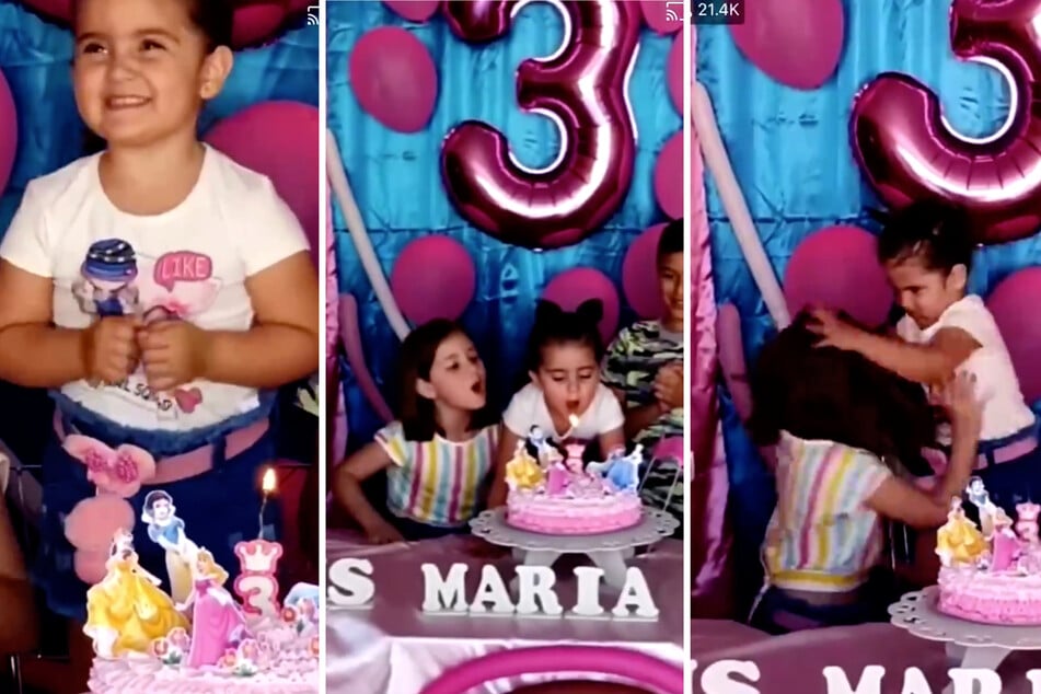 Maria (3) hätte zu ihrem Geburtstag kaum breiter strahlen können. Doch dann wurde ihr alles ruiniert. (Bildmontage)