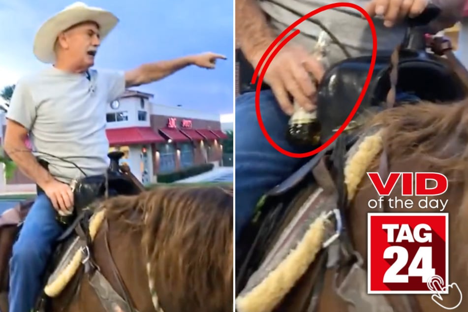 Today's Viral Video of the Day features a man who was caught casually sipping a beer while riding a horse throughout a city in North Carolina!