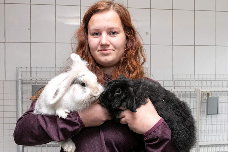 Uns gibt's nur im Doppelpack! Nala (1, l.) und Simba (1) mit Betreuerin Johanna Hübner (18).