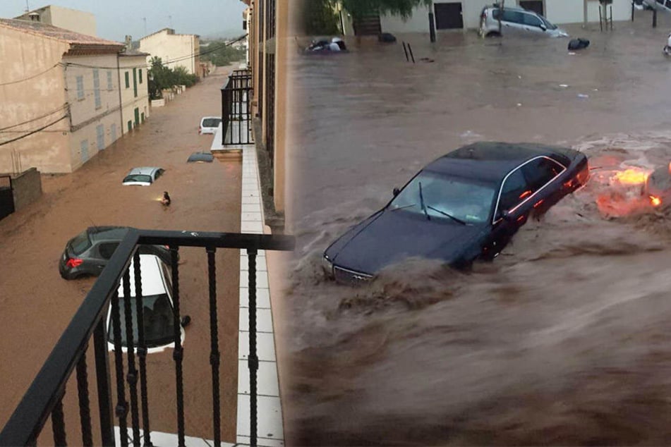 Mehrere Autos wurden auf Mallorca Opfer der Wassermassen.