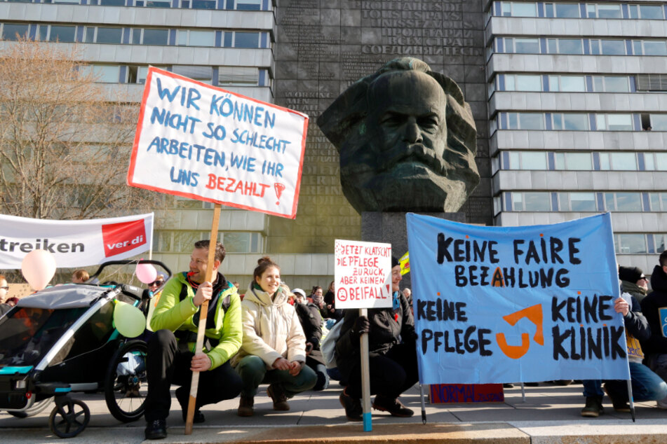 Am 5. und 6. April streikten jeweils 450 Beschäftigte vom Klinikum Chemnitz.