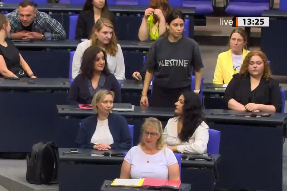Der Aufdruck "Palestine" wurde von der Bundestagspräsidentin nicht geduldet.