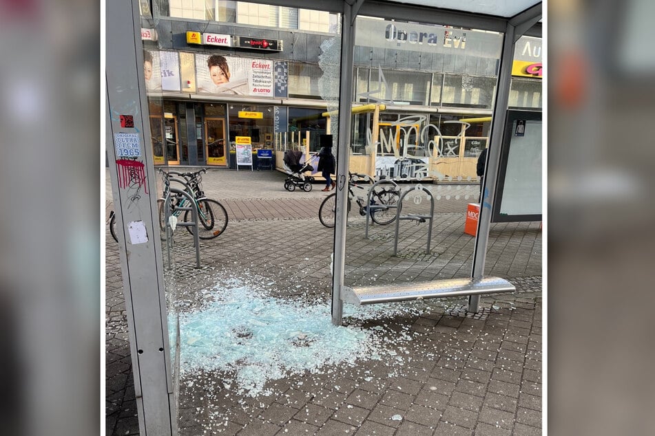 Am Magdeburger Opernhaus kam es zu einer Rauferei, bei der zwei Männer die Verglasung der Haltestelle zerstörten.