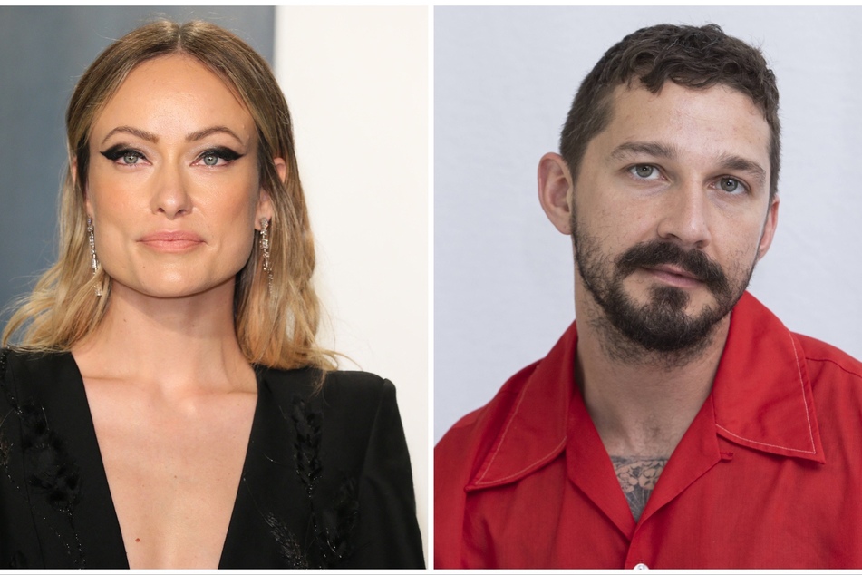 Shia Lebouf (r) has dismissed Olivia Wilde's claims that he was fired from the movie Don't Worry Darling.