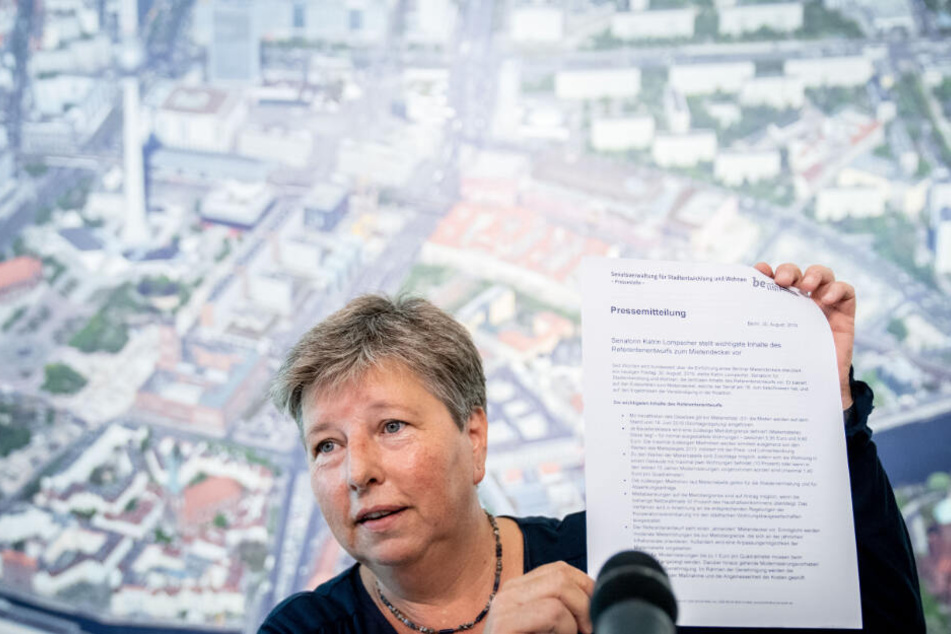 Katrin Lompscher (Die Linke), Berliner Senatorin für Stadtentwicklung und Wohnen, stellt Inhalte des Referentenentwurfs zum Mietendeckel vor.