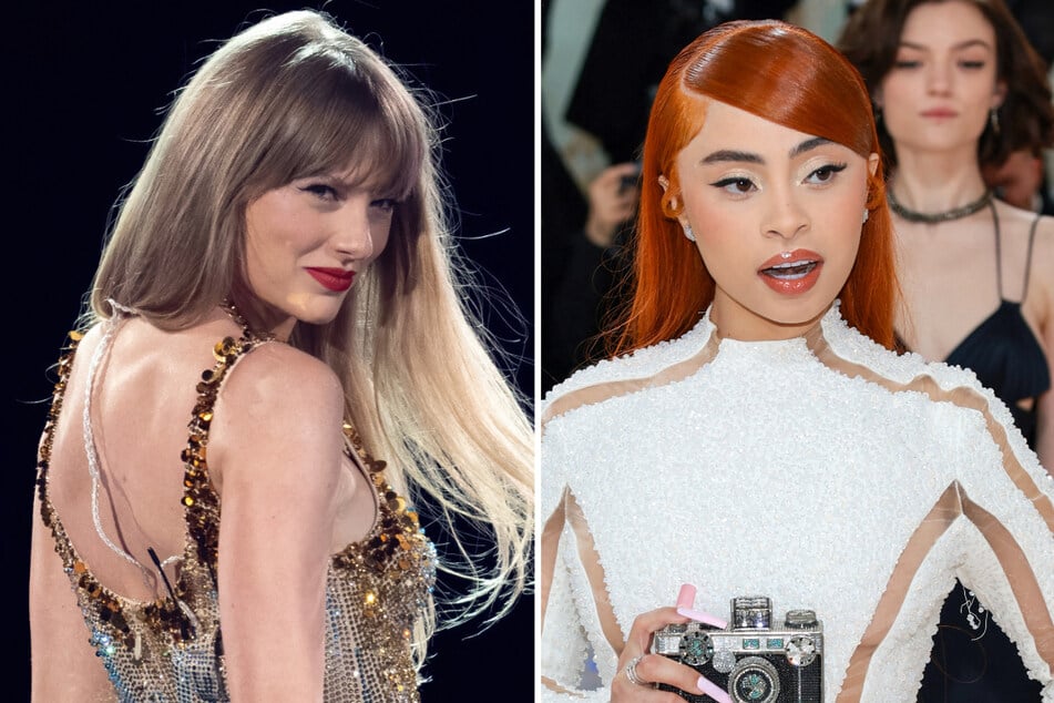 Taylor Swift (l) has announced two new editions of Midnights which feature a collaboration with Ice Spice.