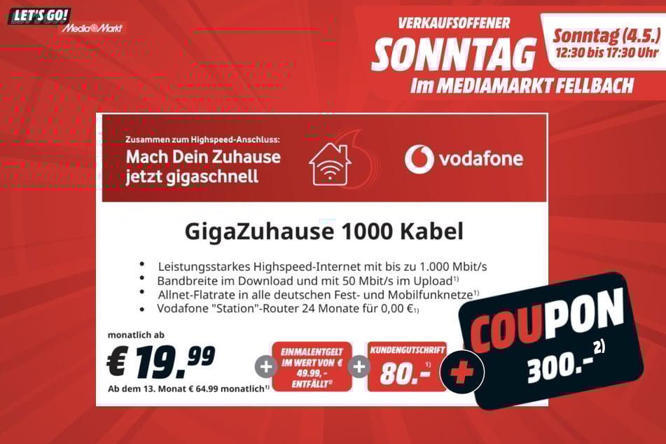 Günstiges Highspeed-Internet, 300 Euro geschenkt bekommen.