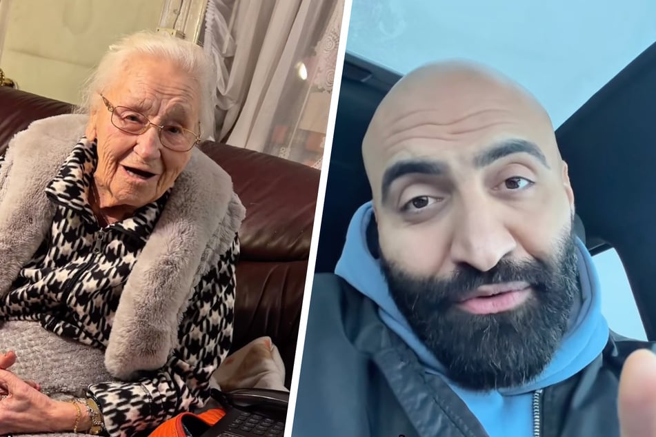 Pfleger Rashid Hamid (32) muss sich von Oma Edith (98) verabschieden.