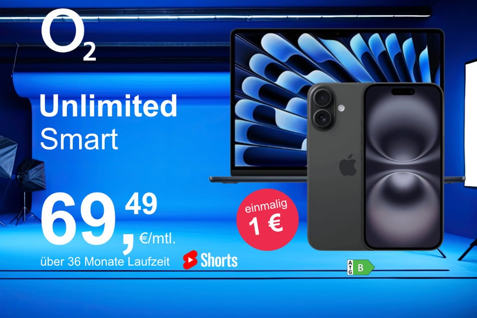 Das iPhone 16 mit MacBook Air 13 im Bundle für nur 1 Euro exklusiv bei o2.