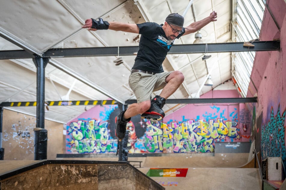 Auf dem Sprung: Martin Grimm (41) in der alten "Druckbude".