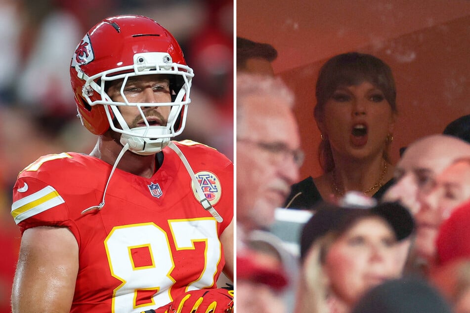 Taylor Swift (r.) was spotted at Travis Kelce's game on Sunday night, marking her first public appearance of the 2024-25 NFL season.
