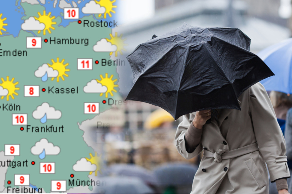 Die Karte zeigt milde Temperaturen. Ab und an kann es auch mal regnen. (Bildmontage)