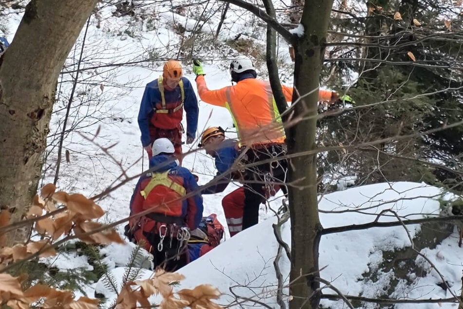 Rund vier Meter tief fiel die Frau an der Rübezahlstiege nahe Schmilka.